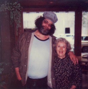 Tiny and my mom at Larry's Greenfront in Seattle, 1984