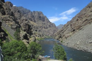 The view from the visitors center, a boat ready to go up river