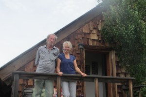 Tim and Debbie in front of the house Tim built near Council off of US 95