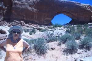 Cindy in front of the famous window arch