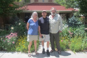 The three of us with Kevin in the middle in front of his house near Denver University